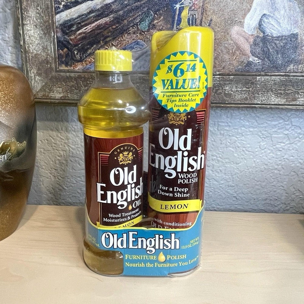 Vintage 1990s Old English Lemon Furniture Polish Aerosol Spray & Liquid Wood Oil